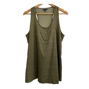 Gap Women's Sleeveless Olive Green Blue Floral Racerback Tank Large